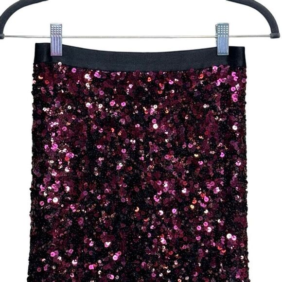 Rebecca Taylor NWT plum stretch sequin midi pencil skirt size XS - Picture 5 of 14